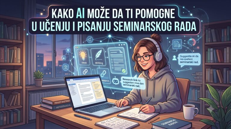 Student koristi laptop sa AI alatom za pisanje seminarskog rada